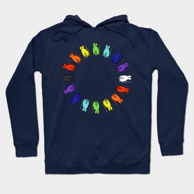 Cute Rainbow Cats Circle Hoodie by ellenhenryart